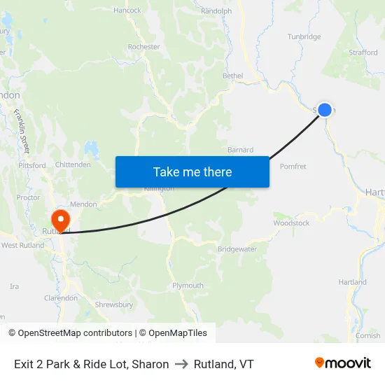 Exit 2 Park & Ride Lot, Sharon to Rutland, VT map