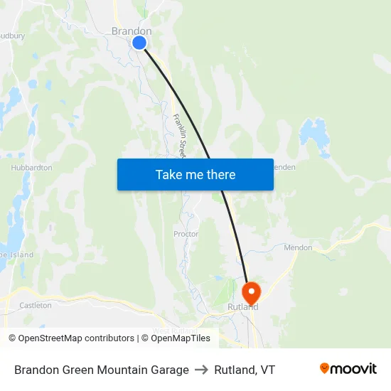 Brandon Green Mountain Garage to Rutland, VT map