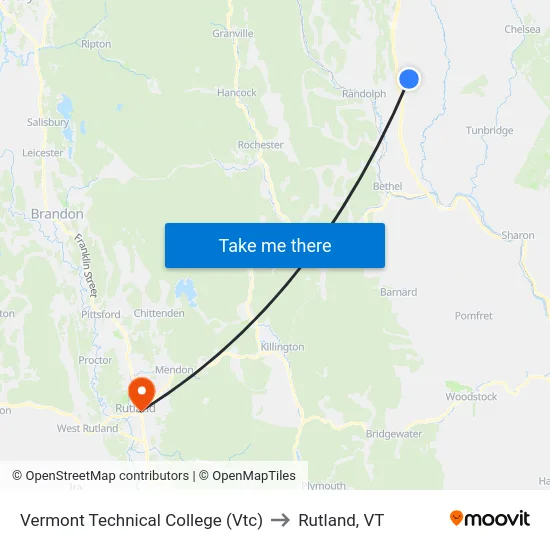 Vermont Technical College (Vtc) to Rutland, VT map