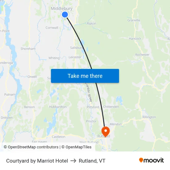 Courtyard by Marriot Hotel to Rutland, VT map