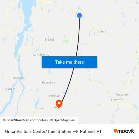 Gmcr Visitor's Center/Train Station to Rutland, VT map