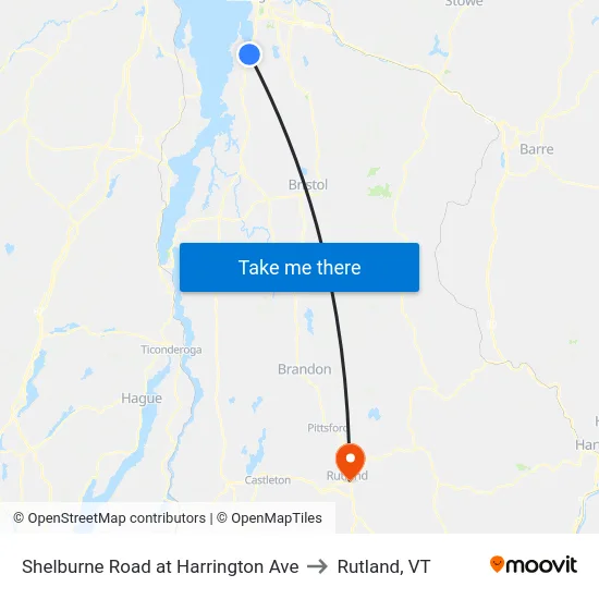 Shelburne Road at Harrington Ave to Rutland, VT map