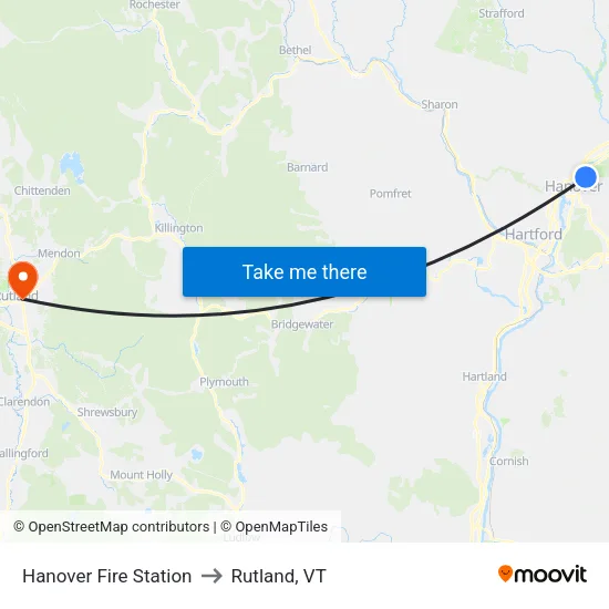 Hanover Fire Station to Rutland, VT map