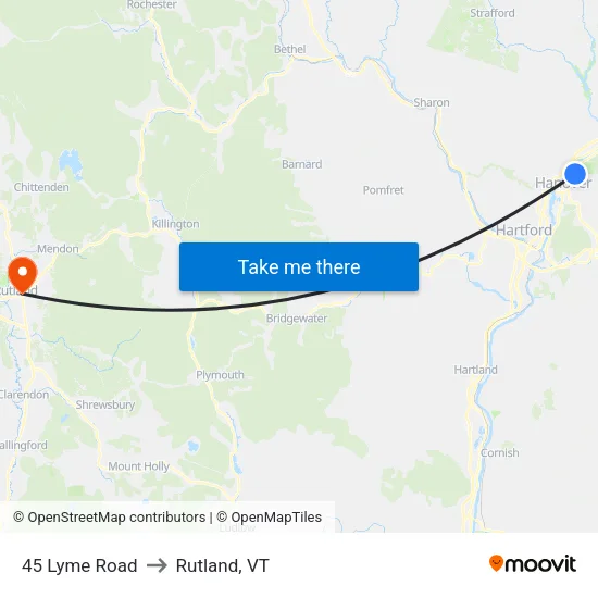 45 Lyme Road to Rutland, VT map