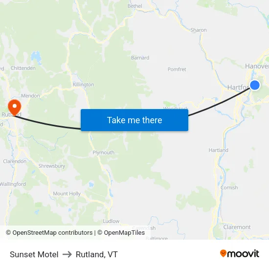 Sunset Motel to Rutland, VT map