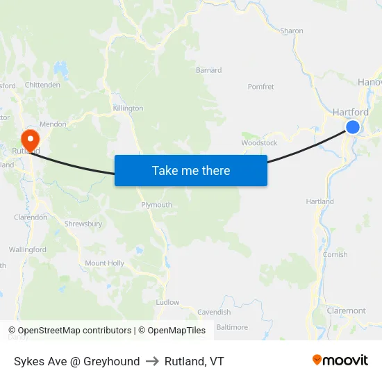 Sykes Ave @ Greyhound to Rutland, VT map