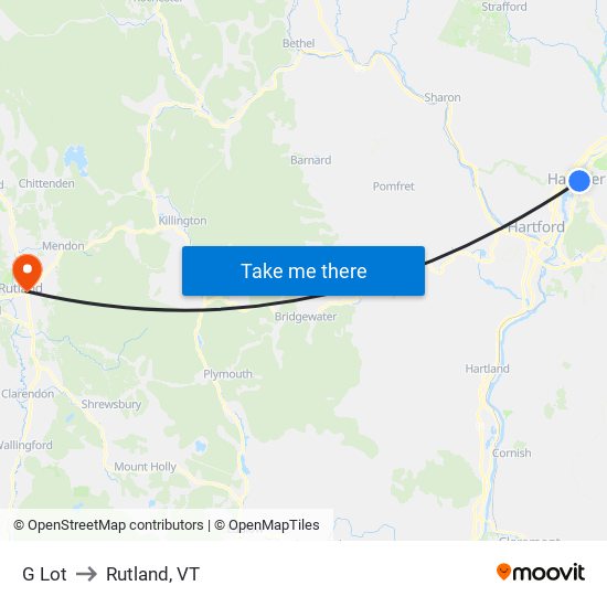 G Lot to Rutland, VT map