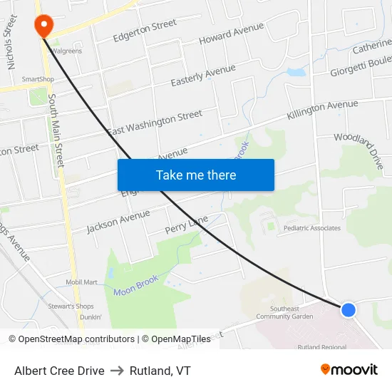 Albert Cree Drive to Rutland, VT map