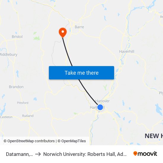 Datamann, Opp. to Norwich University: Roberts Hall, Admissions Office map