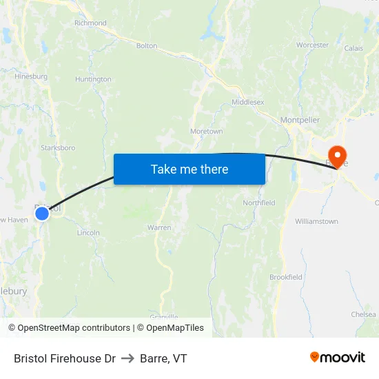 Bristol Firehouse Dr to Barre, VT map