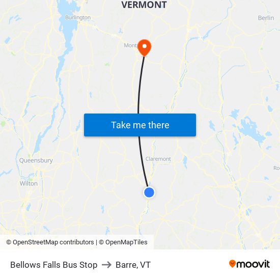 Bellows Falls Bus Stop to Barre, VT map