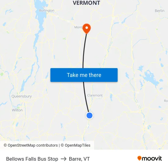 Bellows Falls Bus Stop to Barre, VT map