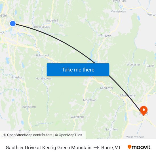 Gauthier Drive at Keurig Green Mountain to Barre, VT map
