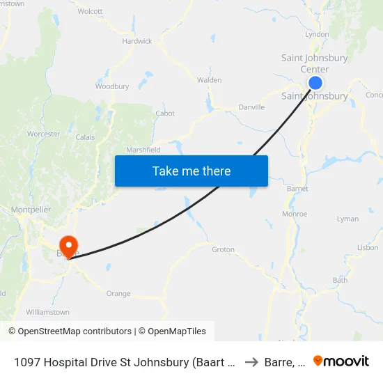 1097 Hospital Drive St Johnsbury (Baart Office) to Barre, VT map