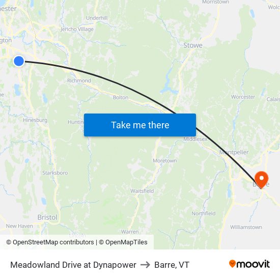 Meadowland Drive at Dynapower to Barre, VT map