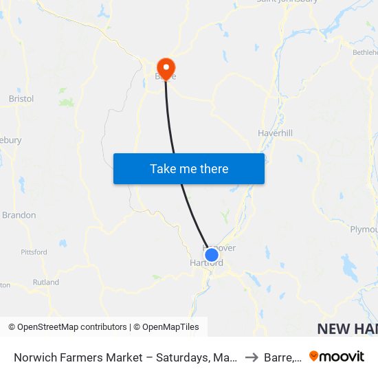 Norwich Farmers Market – Saturdays, May-Oct Only to Barre, VT map