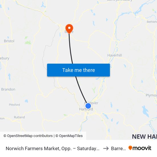 Norwich Farmers Market, Opp. – Saturdays, May-Oct Only to Barre, VT map