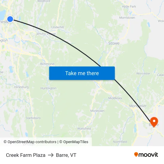 Creek Farm Plaza to Barre, VT map