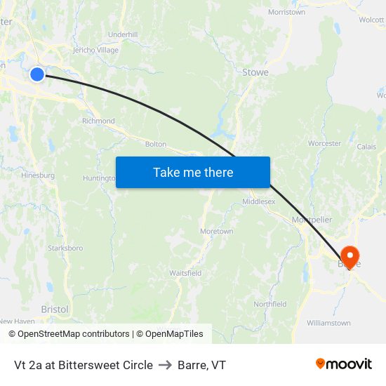 Vt 2a at Bittersweet Circle to Barre, VT map