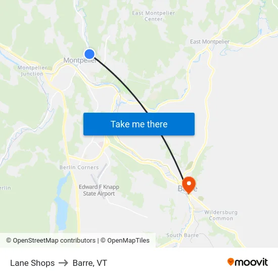 Lane Shops to Barre, VT map