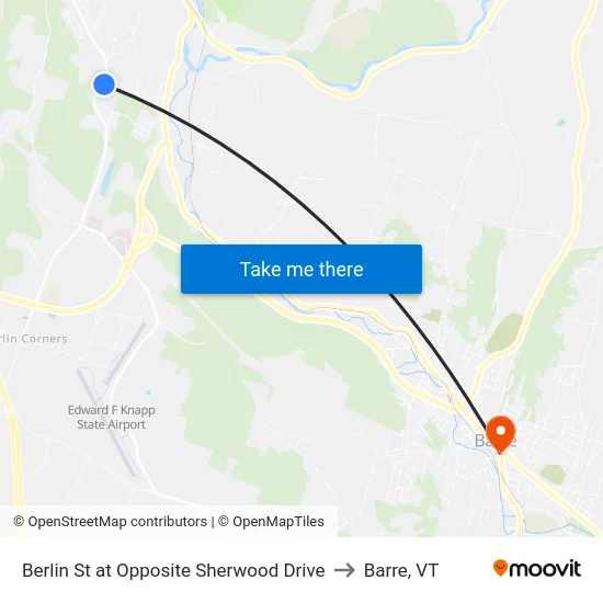 Berlin St at Opposite Sherwood Drive to Barre, VT map