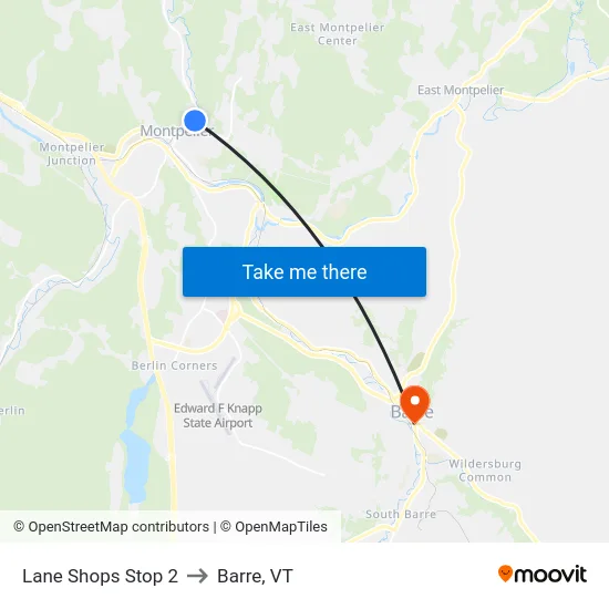 Lane Shops Stop 2 to Barre, VT map