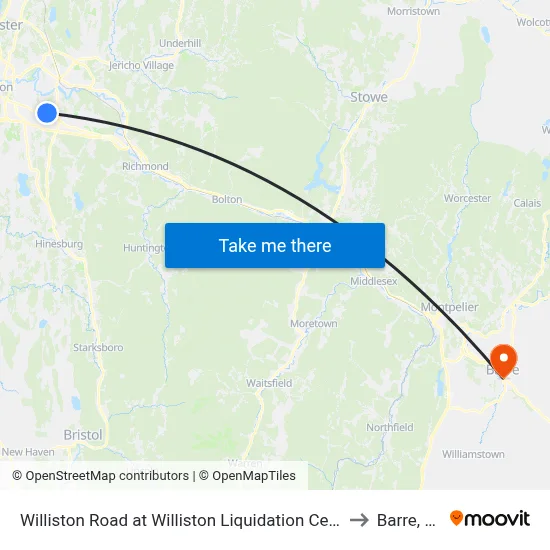 Williston Road at Williston Liquidation Center to Barre, VT map
