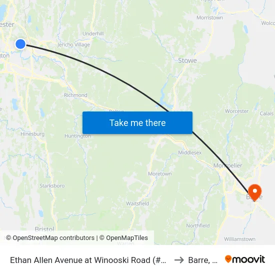 Ethan Allen Avenue at Winooski Road (#310) to Barre, VT map