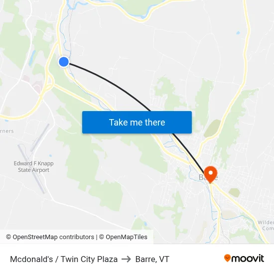 Mcdonald's / Twin City Plaza to Barre, VT map