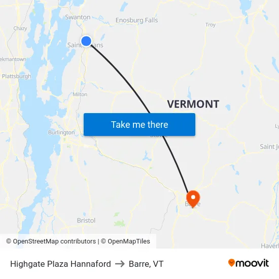 Highgate Plaza Hannaford to Barre, VT map