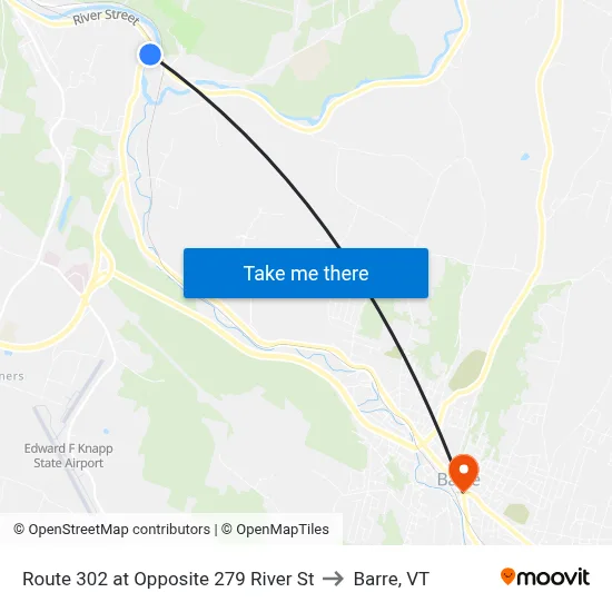 Route 302 at Opposite 279 River St to Barre, VT map