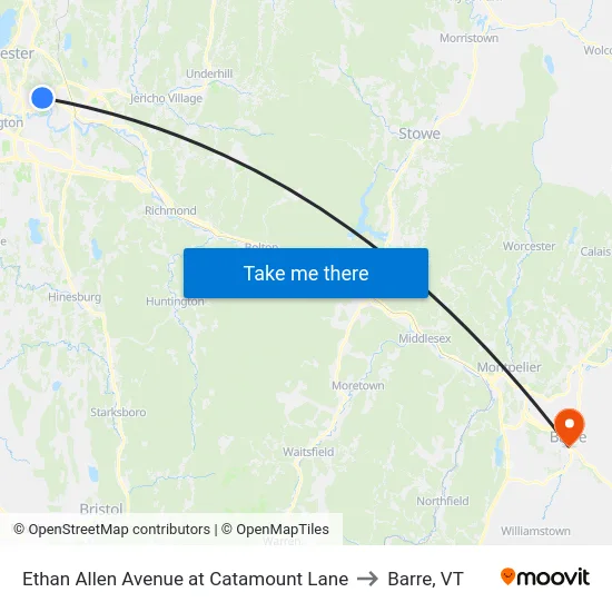 Ethan Allen Avenue at Catamount Lane to Barre, VT map