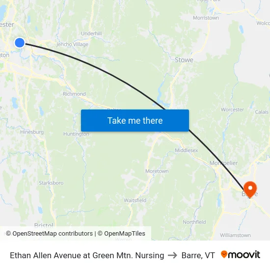 Ethan Allen Avenue at Green Mtn. Nursing to Barre, VT map