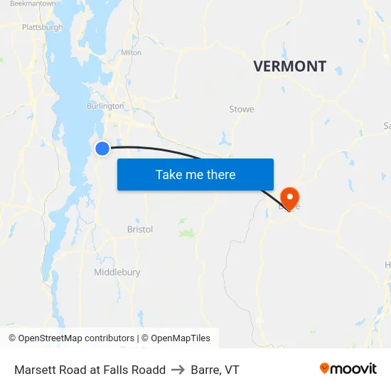 Marsett Road at Falls Roadd to Barre, VT map