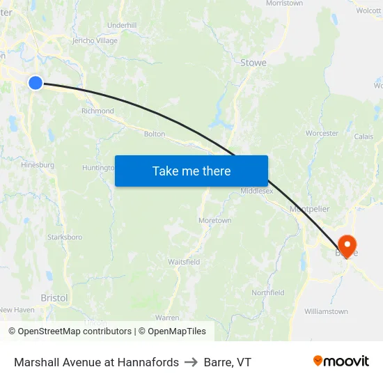 Marshall Avenue at Hannafords to Barre, VT map