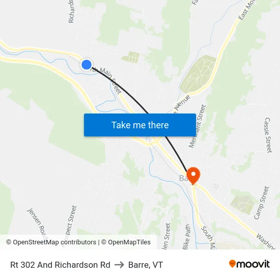 Rt 302 And Richardson Rd to Barre, VT map