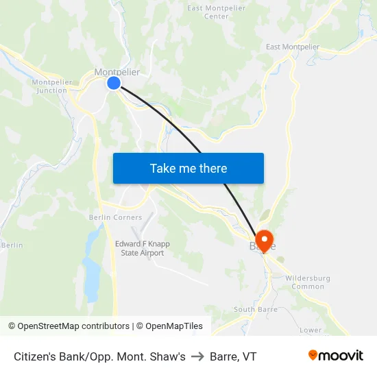 Citizen's Bank/Opp. Mont. Shaw's to Barre, VT map
