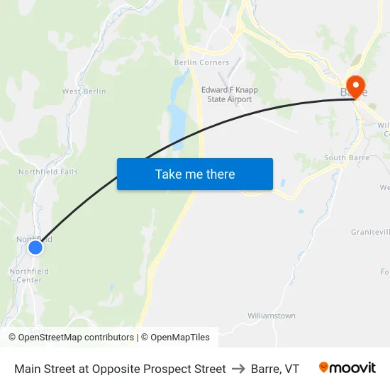 Main Street at Opposite Prospect Street to Barre, VT map