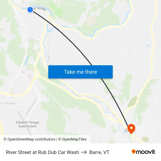 River Street at Rub Dub Car Wash to Barre, VT map