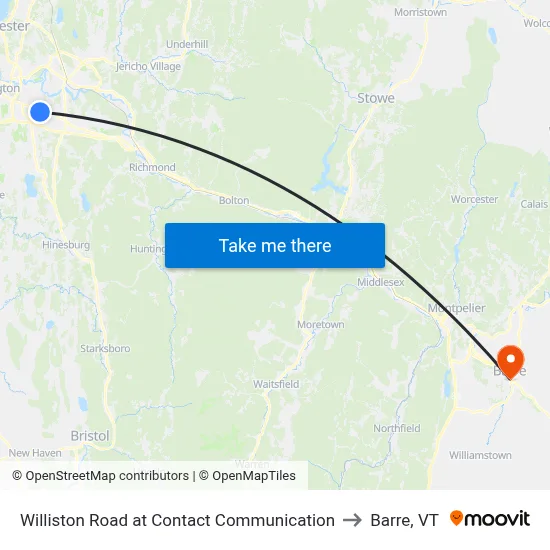 Williston Road at Contact Communication to Barre, VT map