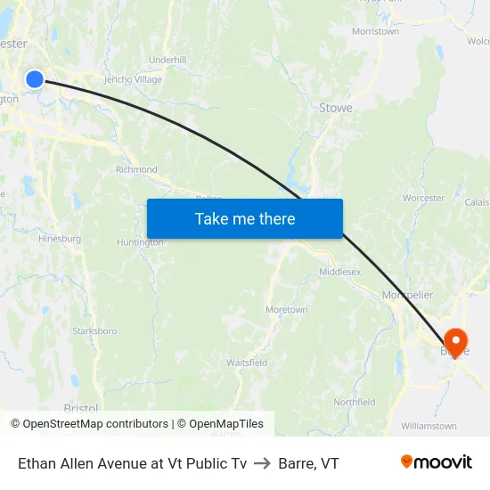 Ethan Allen Avenue at Vt Public Tv to Barre, VT map