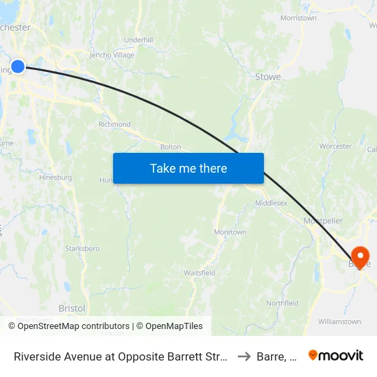 Riverside Avenue at Opposite Barrett Street to Barre, VT map