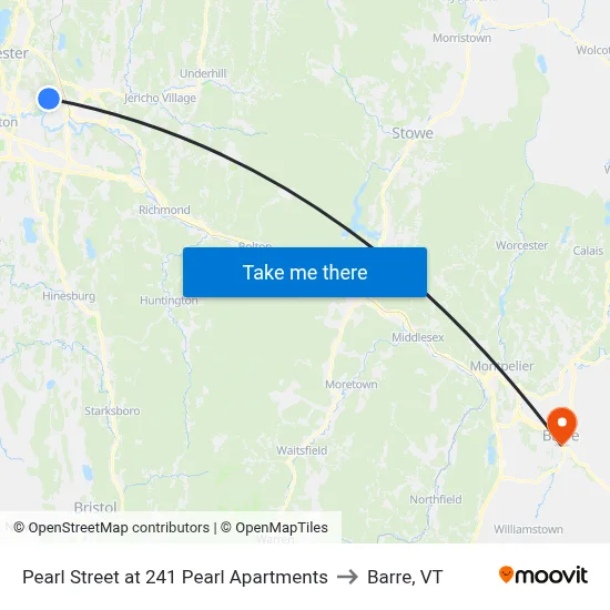 Pearl Street at 241 Pearl Apartments to Barre, VT map