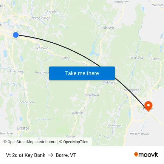 Vt 2a at Key Bank to Barre, VT map