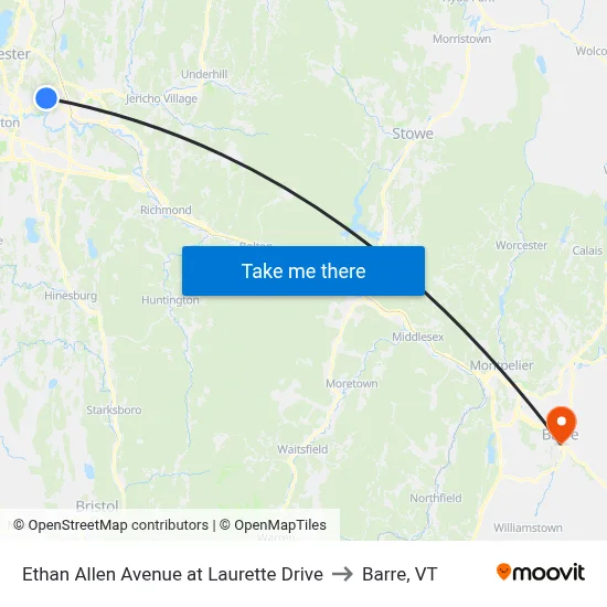 Ethan Allen Avenue at Laurette Drive to Barre, VT map