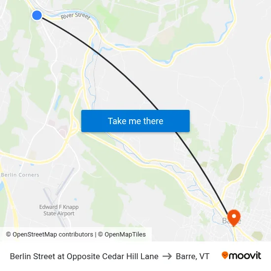 Berlin Street at Opposite Cedar Hill Lane to Barre, VT map