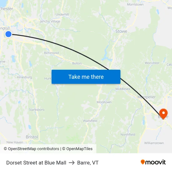 Dorset Street at Blue Mall to Barre, VT map