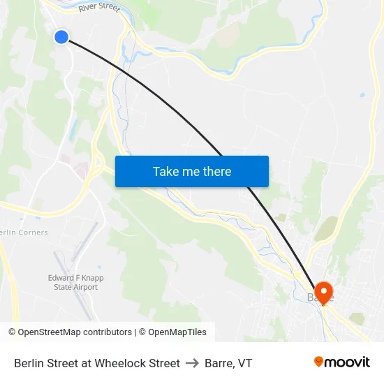 Berlin Street at Wheelock Street to Barre, VT map