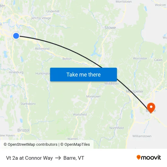 Vt 2a at Connor Way to Barre, VT map