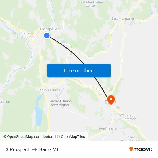 3 Prospect to Barre, VT map